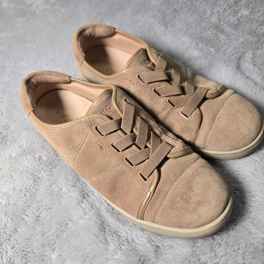 Vionic Jean Suede Slip On Sneakers Tan Sand Orthotic Walking Shoes Womens 7‎